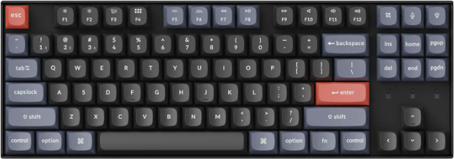 Keychron K8 Pro QMK/VIA Wireless RGB Mechanical Keyboard (Gateron G Pro Red Switch) - Black