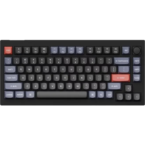 Keychron V1 QMK 75% Mechanical Keyboard Knob Version (Brown Switch) - Carbon Black