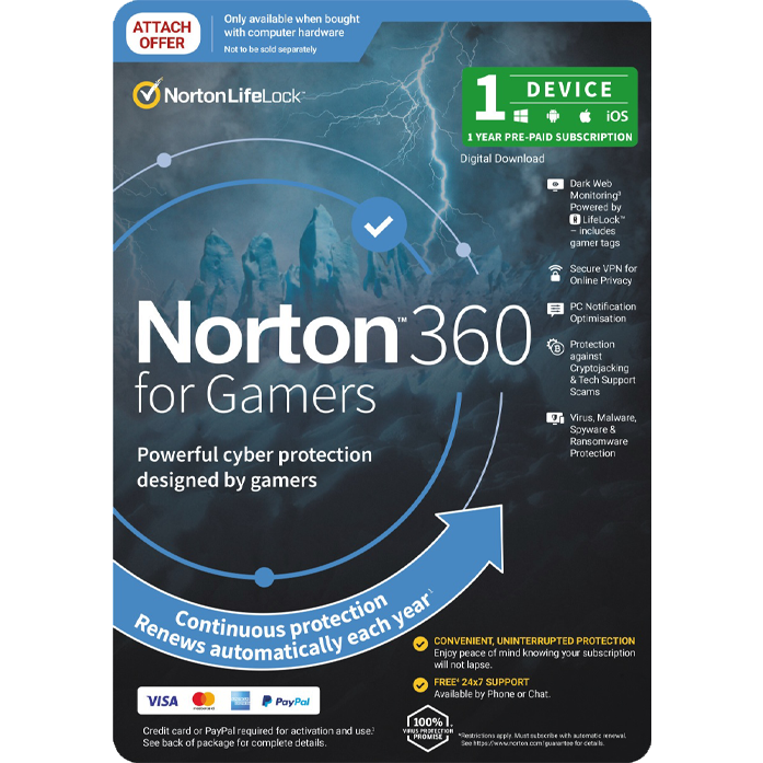 Norton For Gamers: 1 Device 1 Year